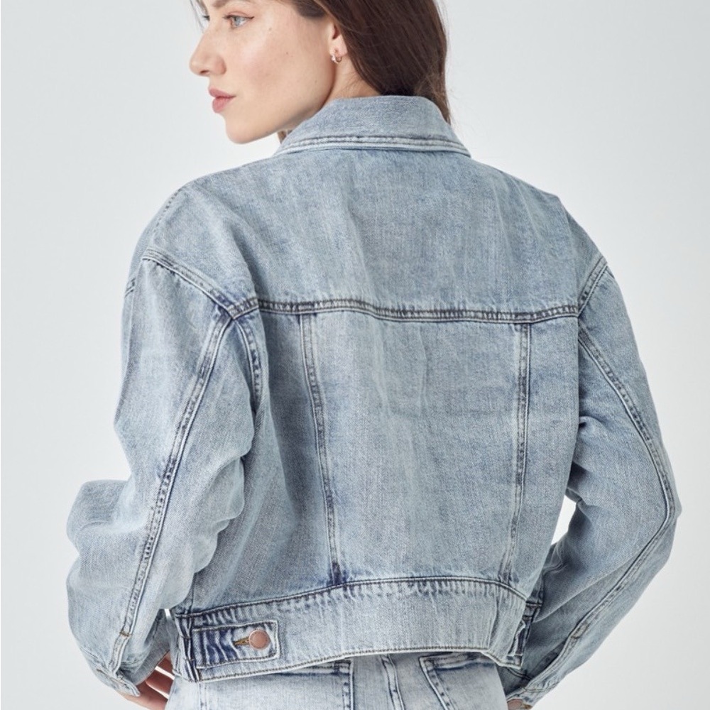 SOLD OUT RISEN Full Size Button Down Cropped Denim Jacket - Picture 2 of 6